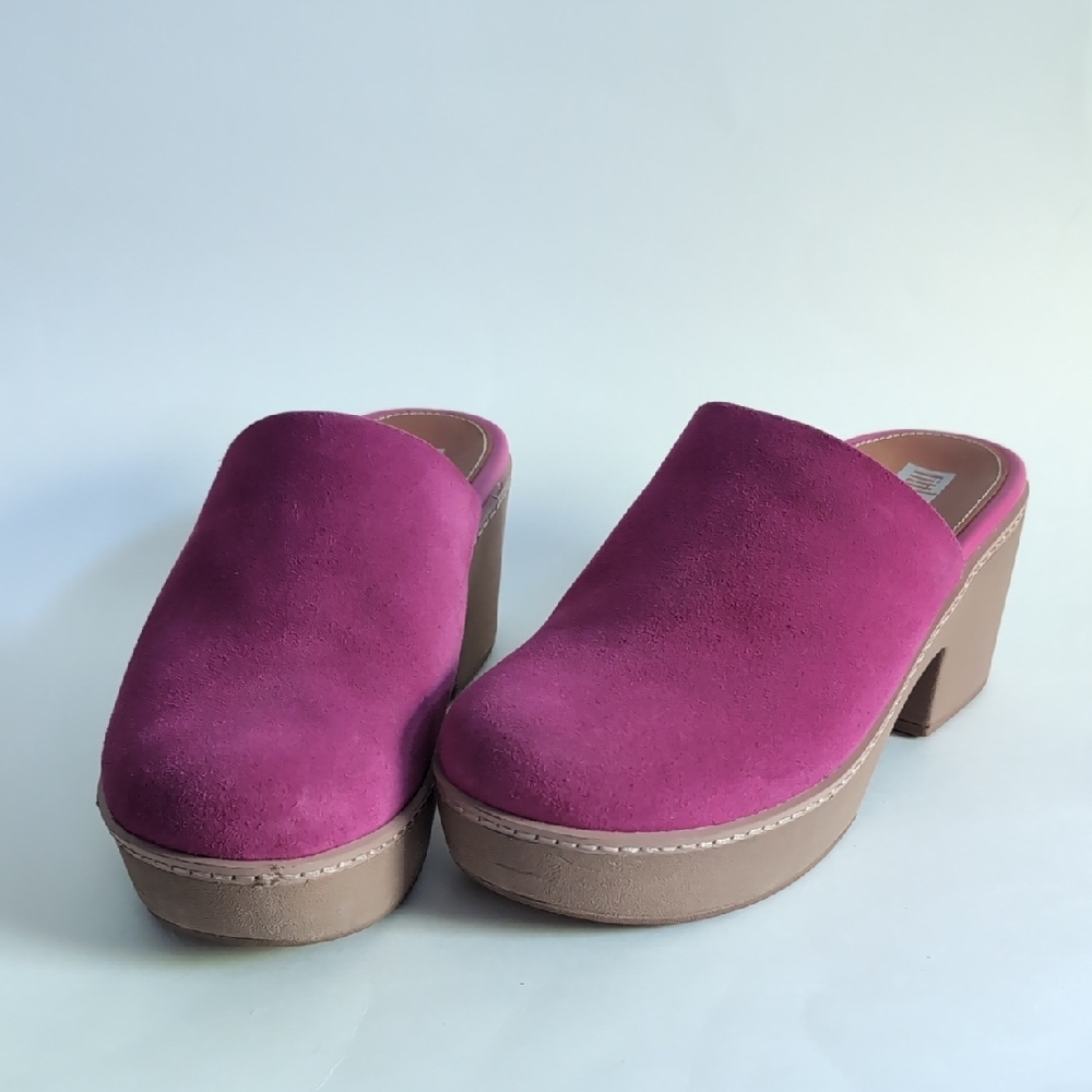 Fitflop Pink and Tan Mules with Platform Sole